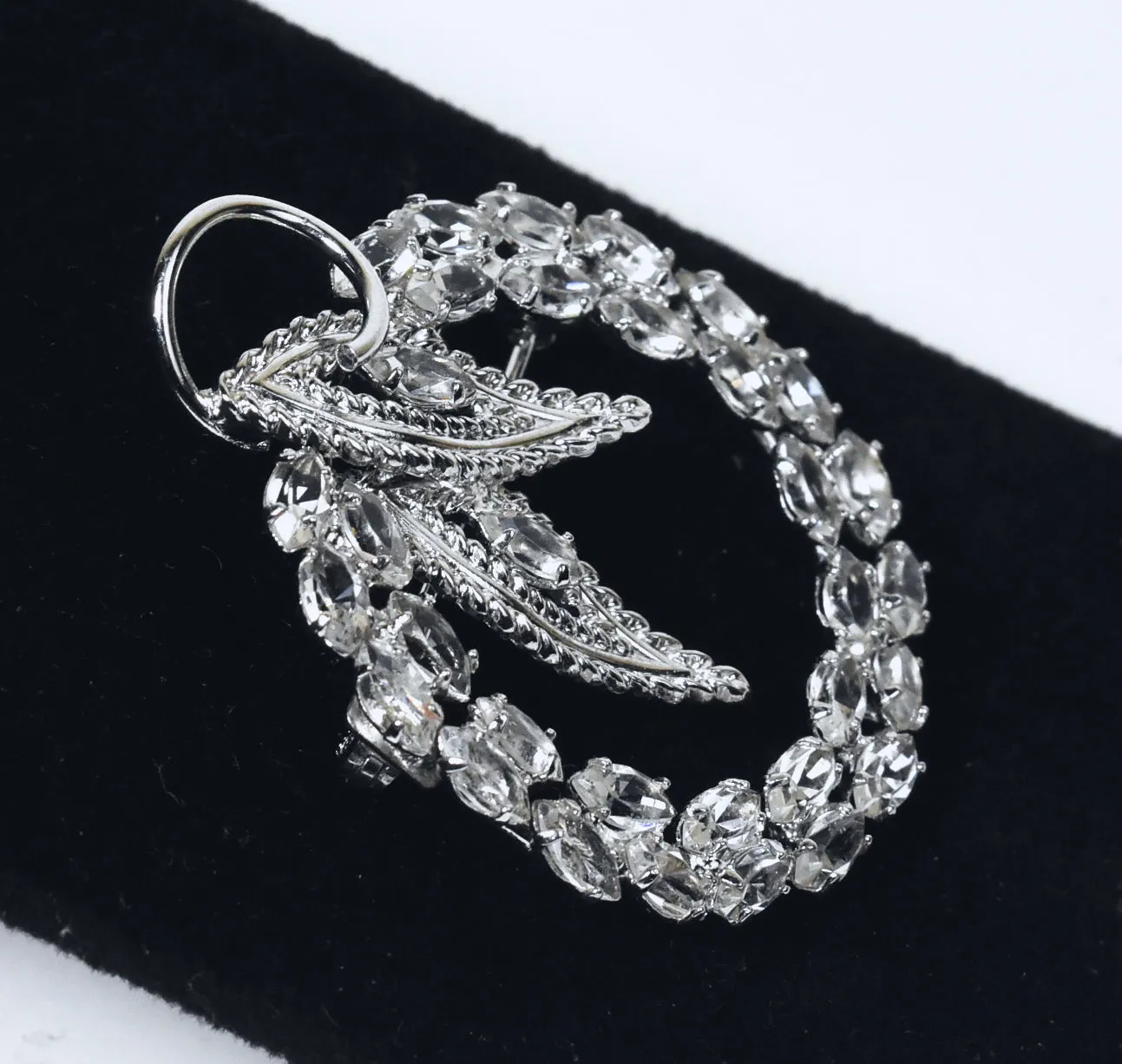 Stunning Vintage Sterling Silver Rhinestone Hoop Brooch