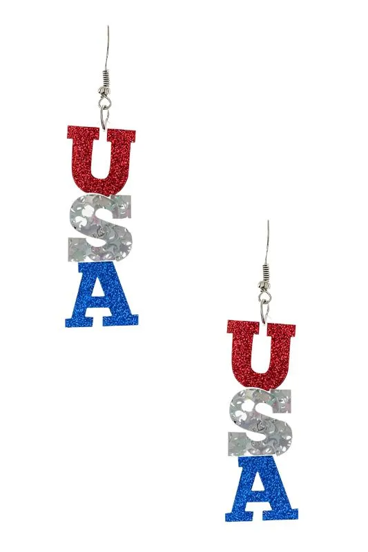 TEEK - USA Cutout Glitter Earrings