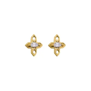 Tiny Cross Studs - Gold