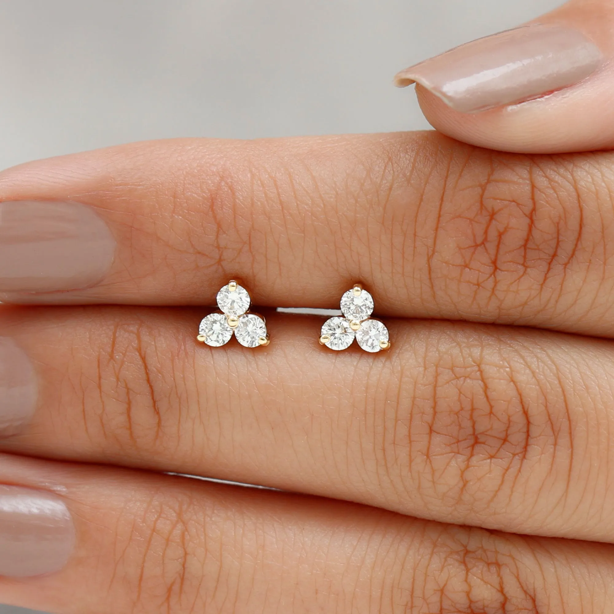 Tiny Moissanite Trio Flower Earring for Helix Piercing