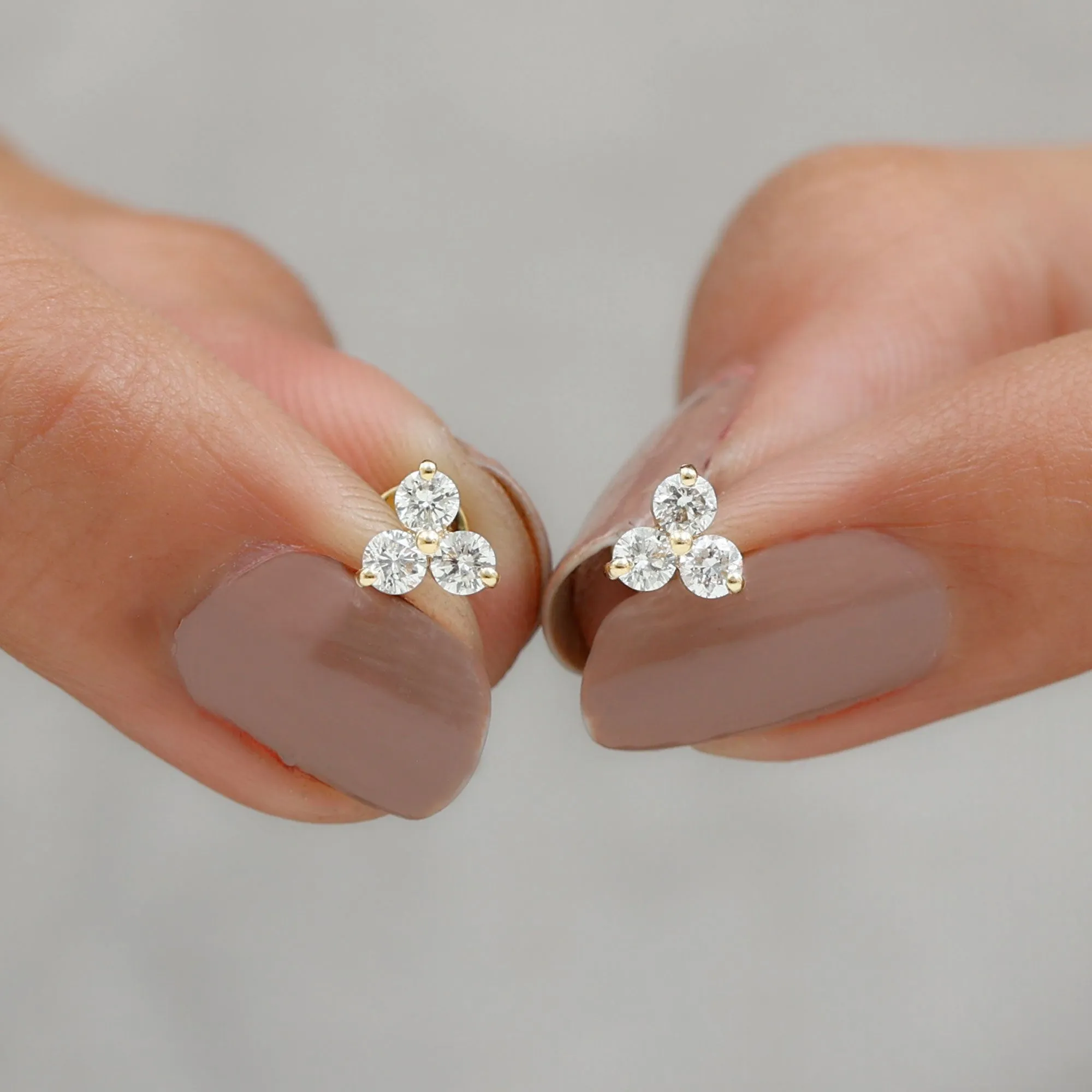 Tiny Moissanite Trio Flower Earring for Helix Piercing