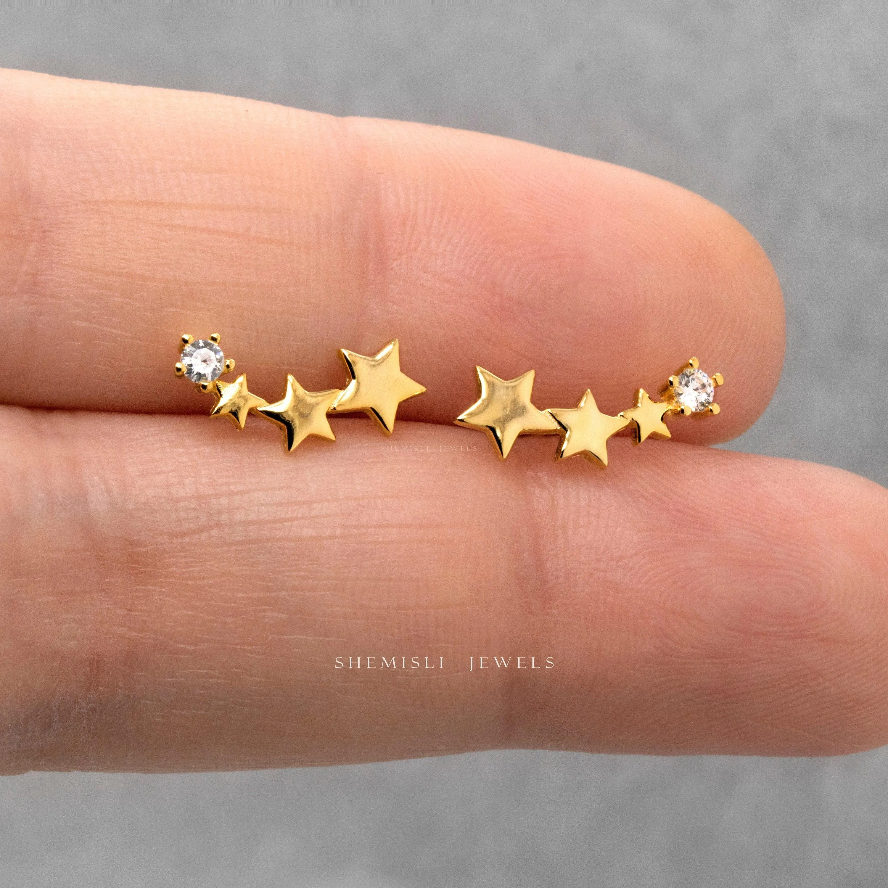 Tiny Stars CZ Climber, Gold, Silver SHEMISLI SS253 LR