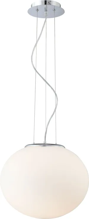 Tondo Grande 1 Light Pendant In Chrome and White Opal Glass