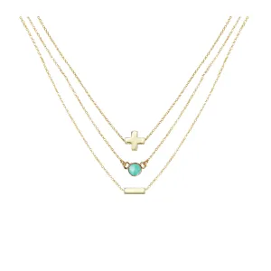 Turquoise & 18k Gold Plated Necklace Set of 3