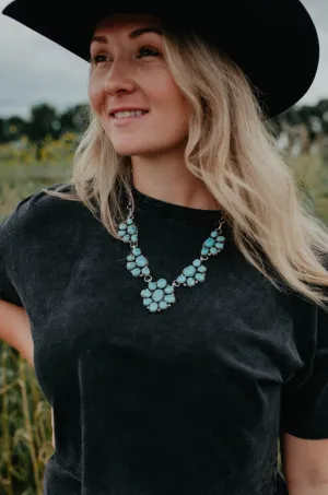 Turquoise Cluster Statement Necklace