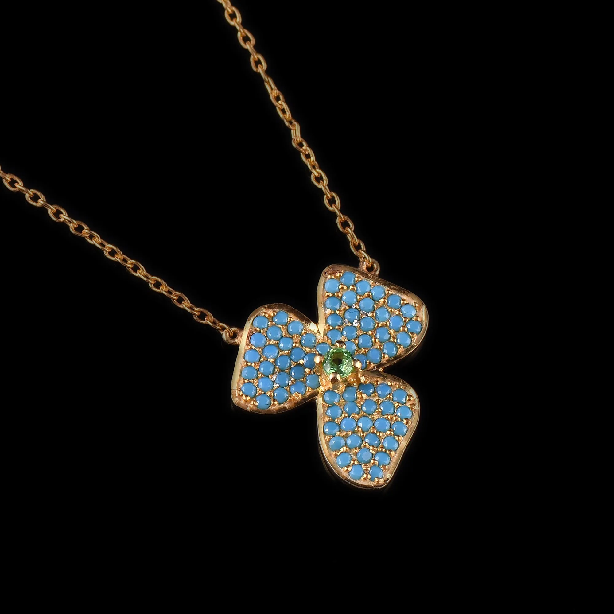 Turquoise Flower Chain Necklace