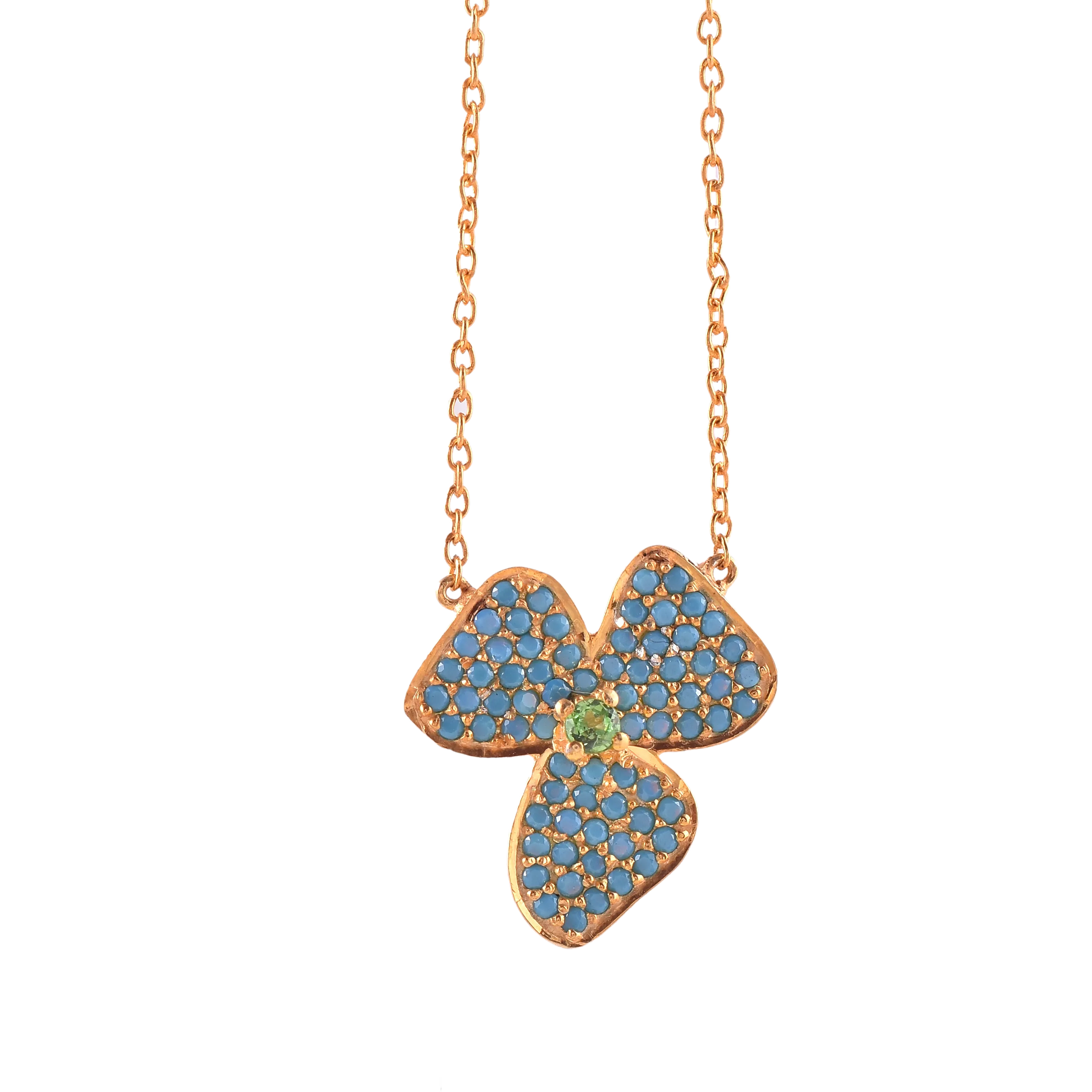 Turquoise Flower Chain Necklace