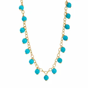 Turquoise Fringe Bead Necklace