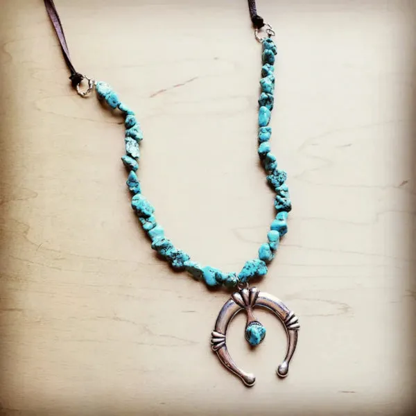 Turquoise Squash Blossom Necklace with Naja Pendant