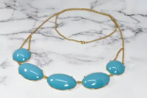 Unique Gold and Turquoise Chunky Necklace - 1 Piece