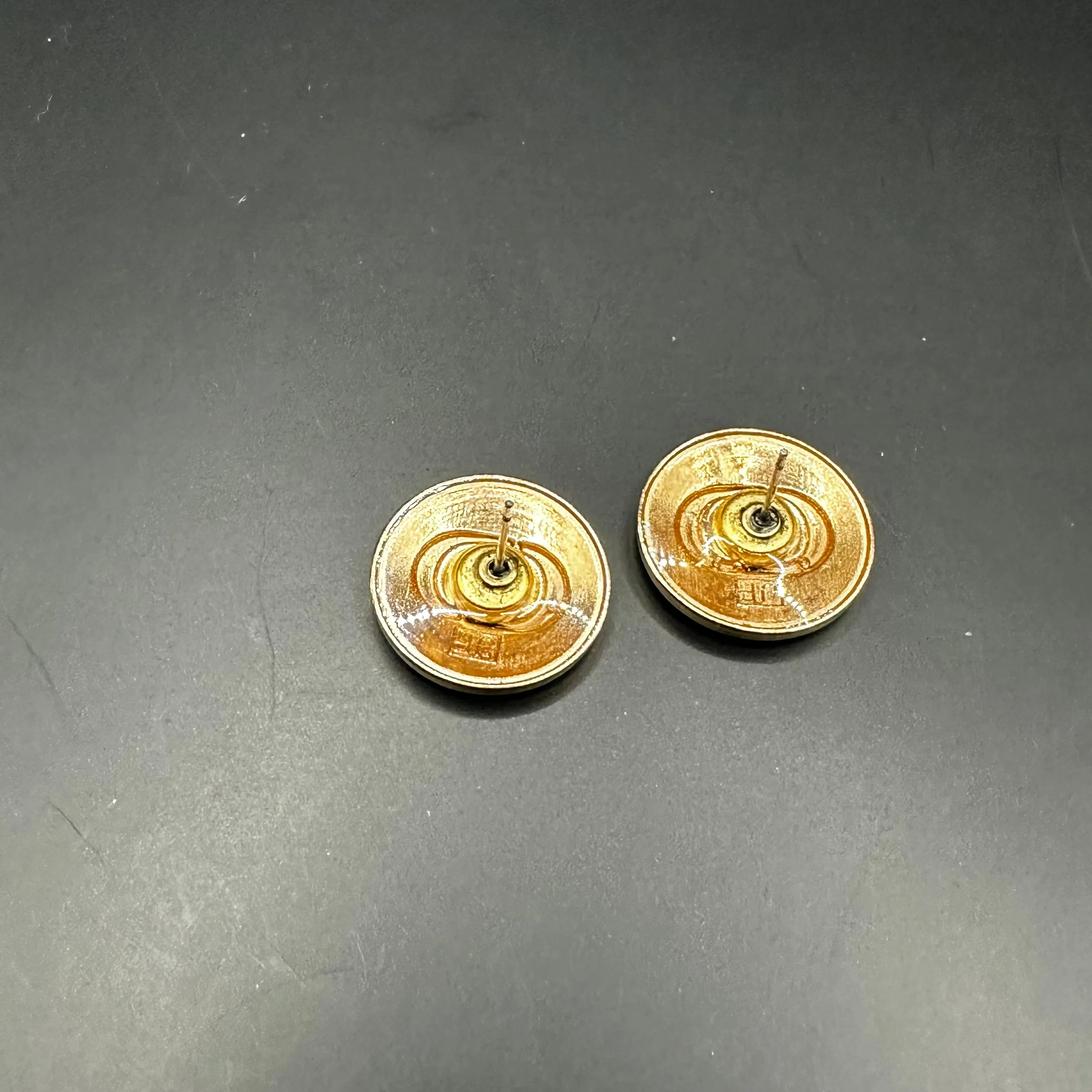 Upcycled Black/Gold Dior Button Earring Studs