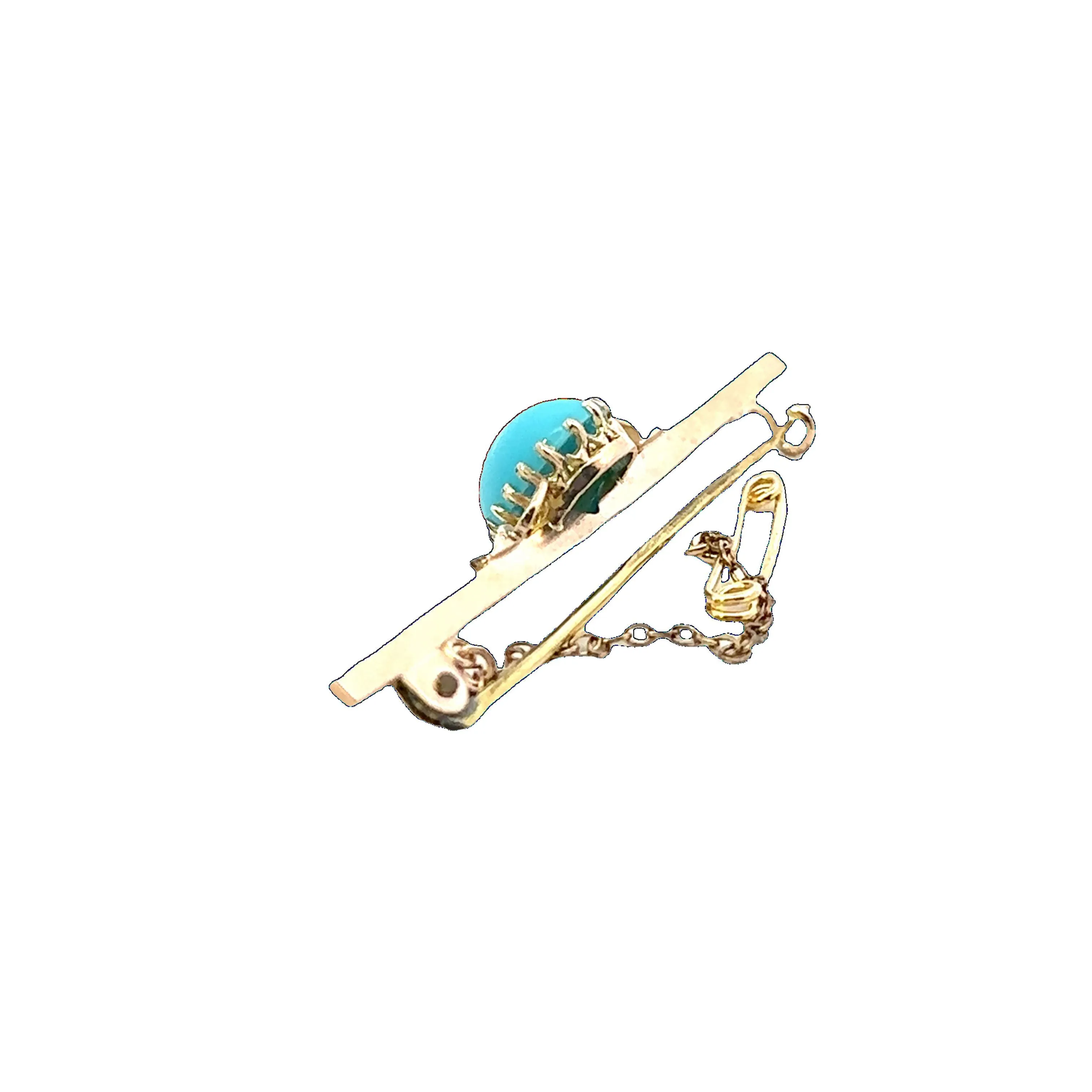 Vintage Excellence 9ct Yellow Gold single stone Turquoise Brooch