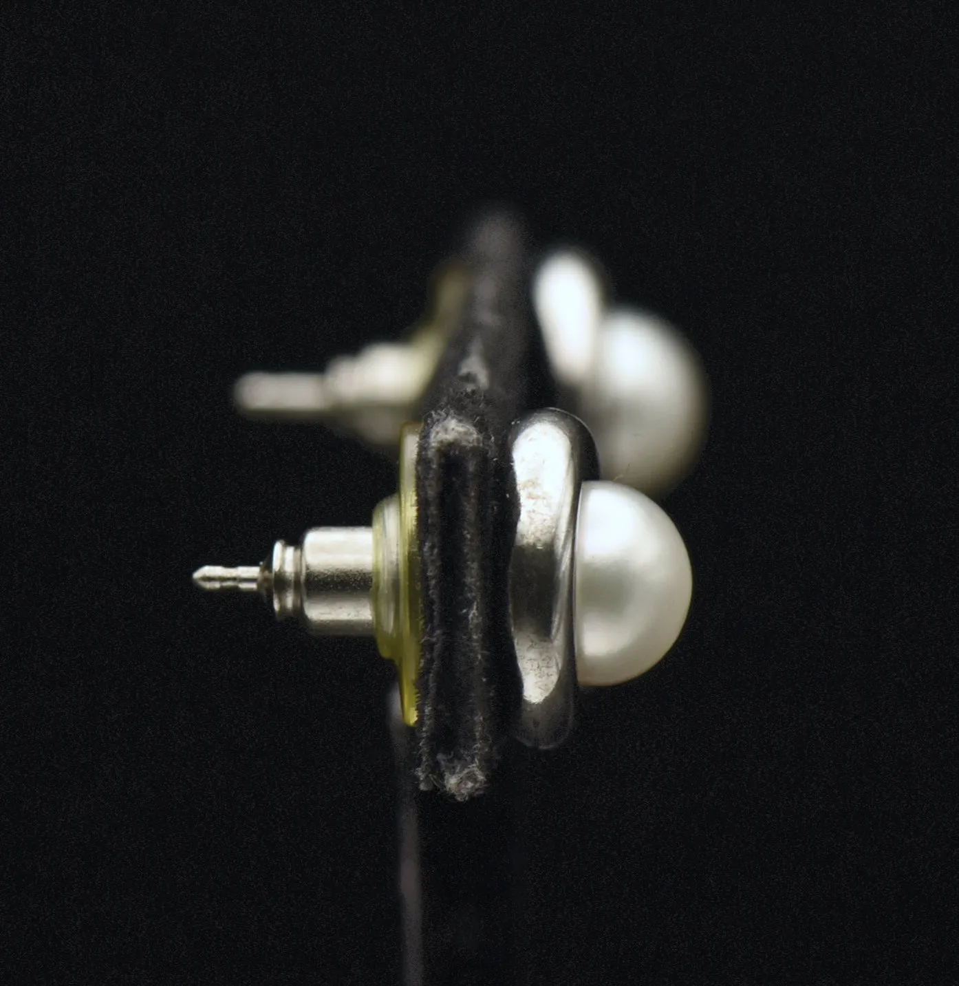 Vintage Sterling Silver Pearl Stud Earrings with Earring Jacket