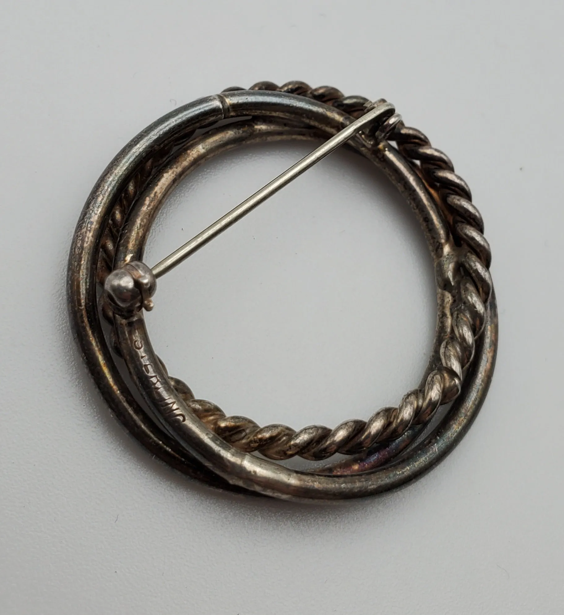 Vintage Triple Hoop Sterling Silver Brooch