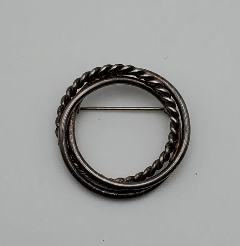 Vintage Triple Hoop Sterling Silver Brooch