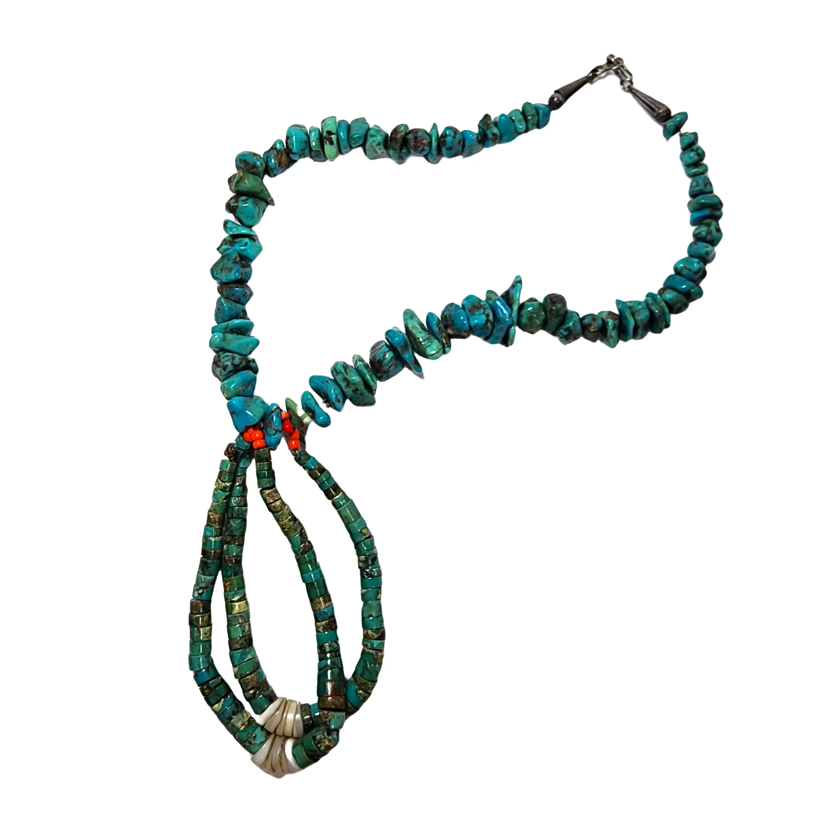 Vintage Turquoise & Jacla Necklace - 19.5" Long