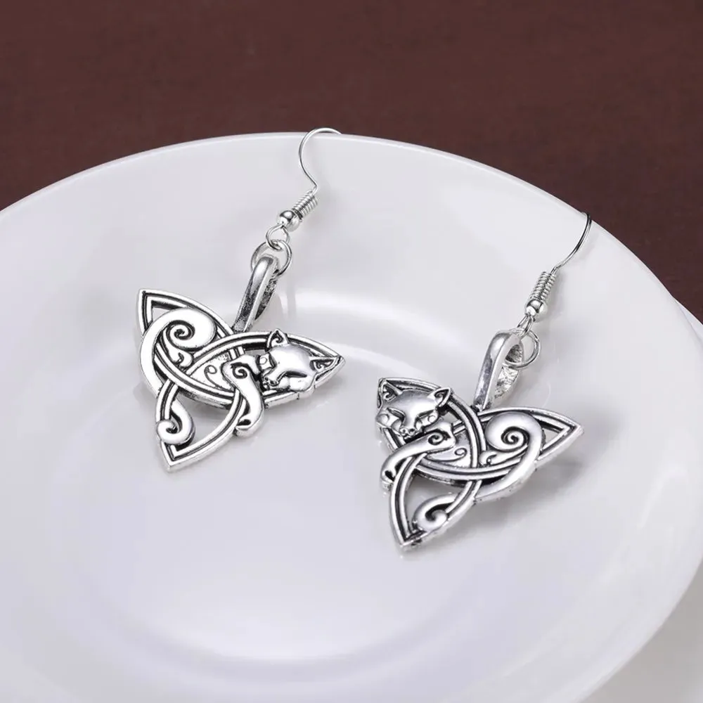 Vintage Viking Triquetra Animal Irish Celtics Knot Earrings Modern Women's Drop Earring Jewelry Magic Supernatural Amulet 2023