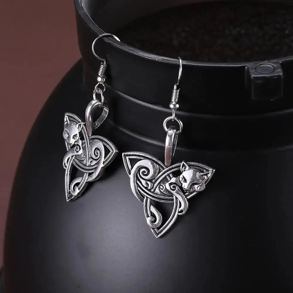 Vintage Viking Triquetra Animal Irish Celtics Knot Earrings Modern Women's Drop Earring Jewelry Magic Supernatural Amulet 2023