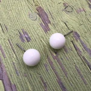 White Ball Stud Earrings