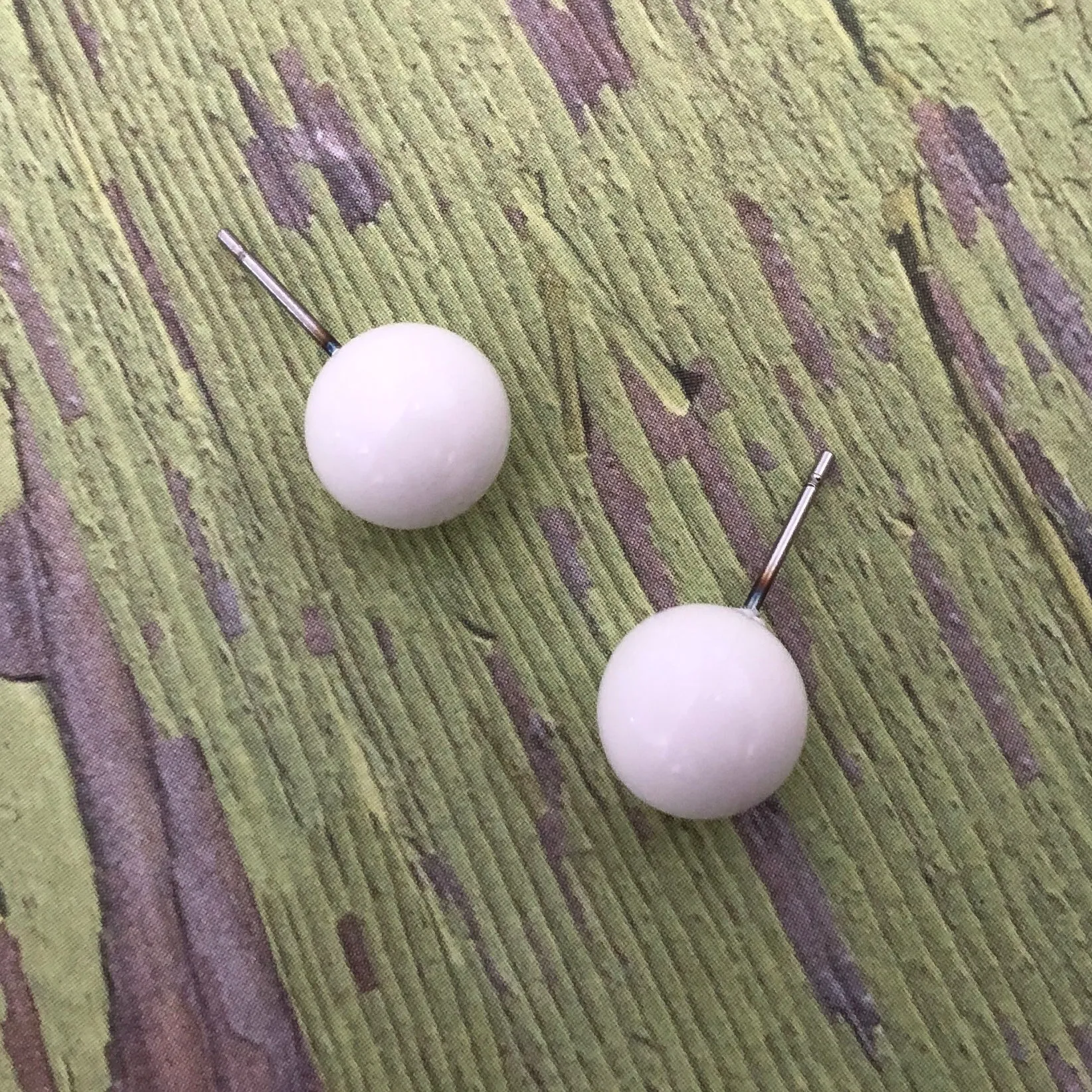 White Ball Stud Earrings