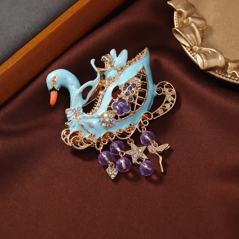 Women's Fairy Swan Tassels Hollow Brooch