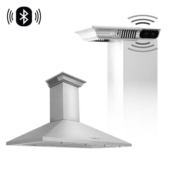 ZLINE 42 IN. Wall Mount Range Hood in Stainless Steel with Built-In CrownSound® BlueTooth Speakers (KL2CRN-BT-42)