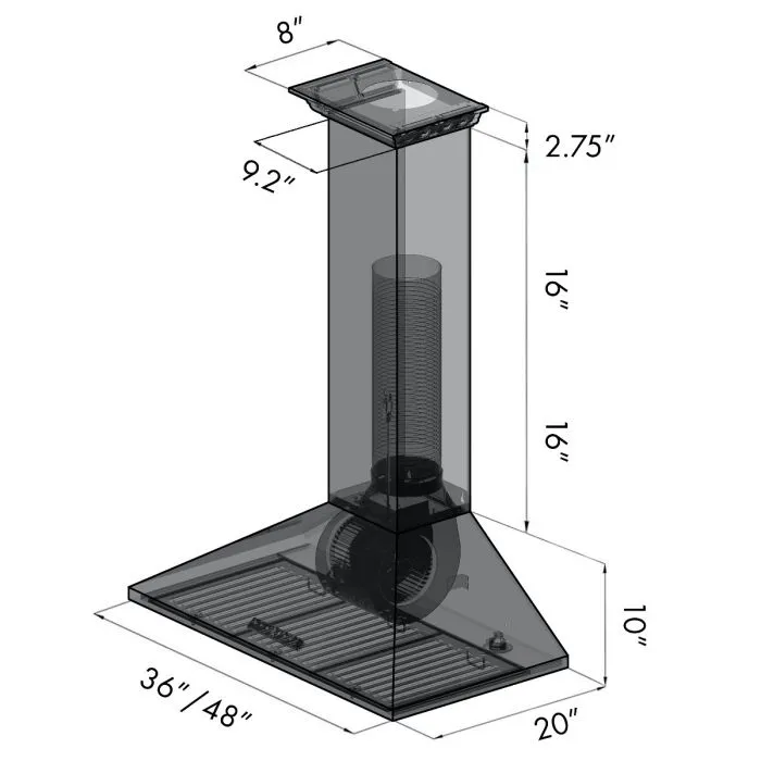 ZLINE 42 IN. Wall Mount Range Hood in Stainless Steel with Built-In CrownSound® BlueTooth Speakers (KL2CRN-BT-42)